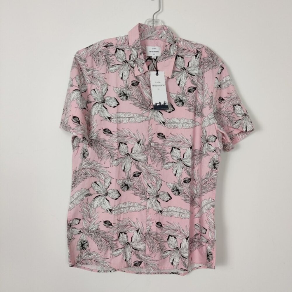 London Peter Werth Men's Pink Floral Button Down Shirt Size XL Hawaiian Beach